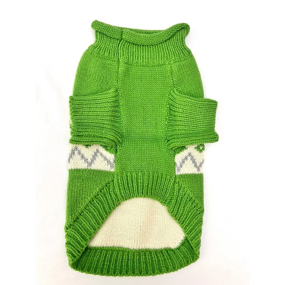 Queenmore Dog Sweater Small Green Winter Clothing Pet Supplies